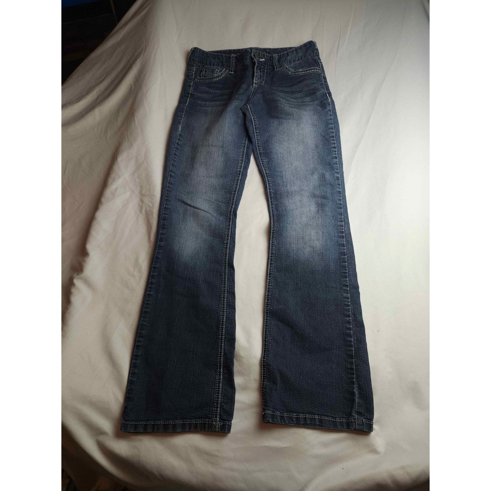Maurices Dark Wash Flare Jeans Size 1/2 Regular Stretch Denim Bootcut Womens